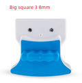 White and blue shark-shaped object with text 'Big square 3 8mm' on a white background