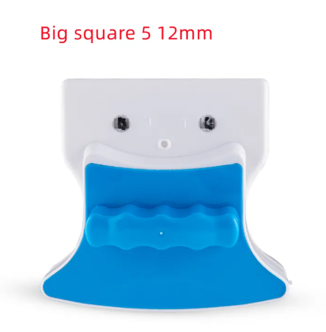 Blue shark-shaped tool with white top on a white background