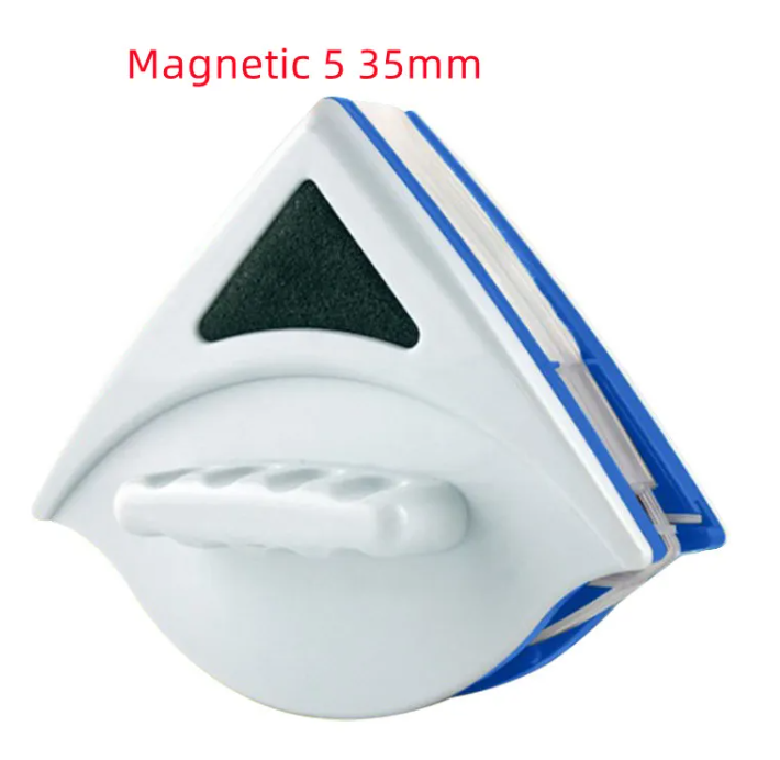 Triangle-shaped magnetic tool with white base and blue sides on a white background