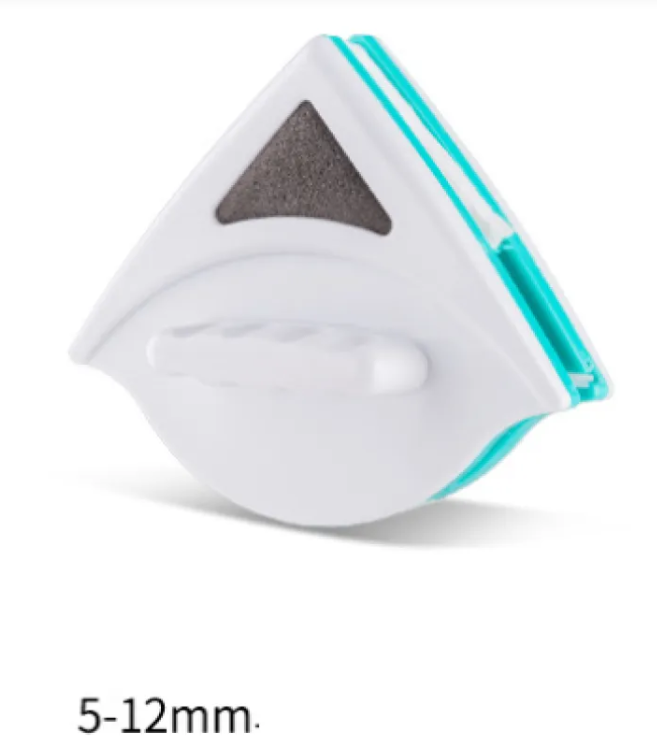 White and teal triangular squeegee on a white background
