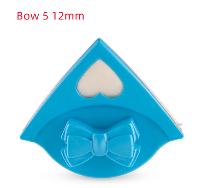 Blue die with a bow design on a white background