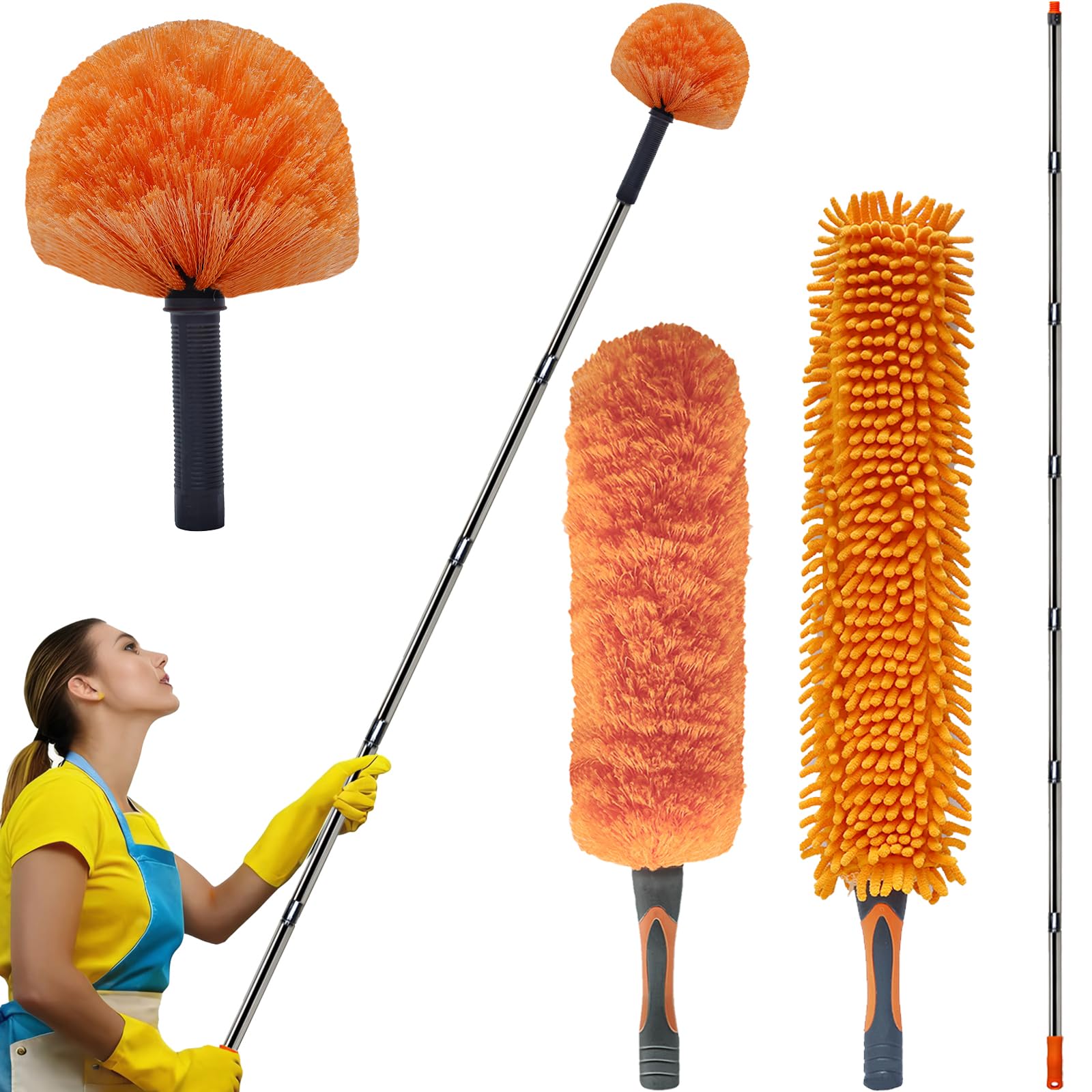 20 Ft Extendable High Reach Cleaning Kit with Multiple Dusters