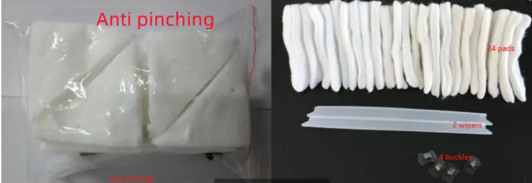 Anti pinching device packaging with product display on a white background